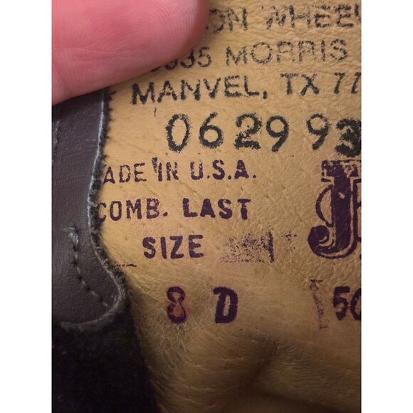 Justin 502 Vintage Gray Leather Lace-Up Combat Boots Stacked Heel Unisex 8 D - Picture 8 of 14